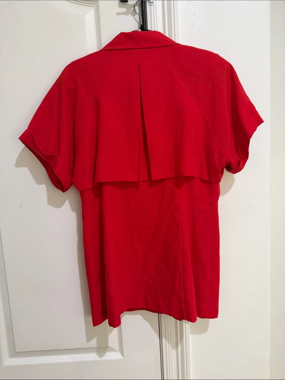 Sabino red vintage gold button linen blend blazer shirt